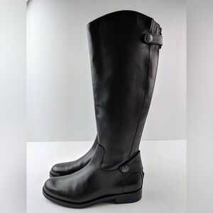 Sam Edelman Mikala 6 Black Leather Riding Knee High Boots Zip Snap
